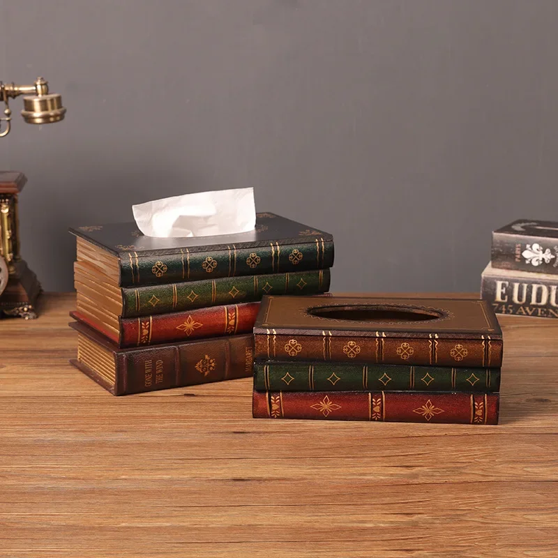 Vintage Tissue Box Paper Storage Holder Table Kitchen Napkin Organizer Box Creative Book Handkerchief Container Home Decoration