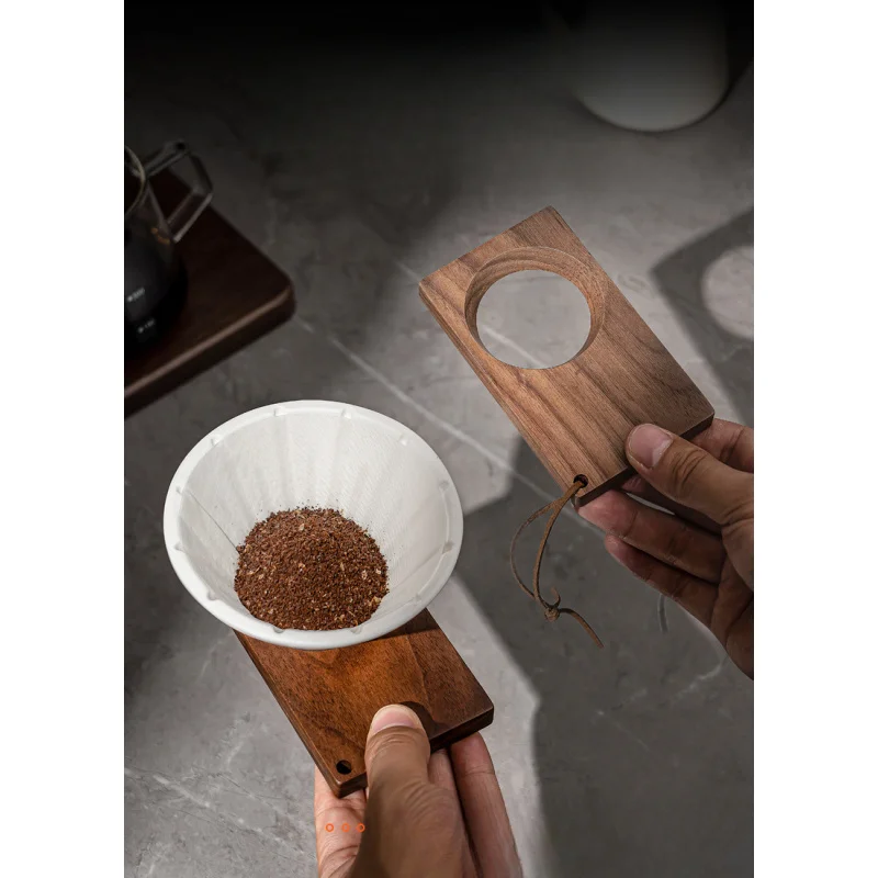 For Coffee origami filter cup holder, walnut wood bottomless