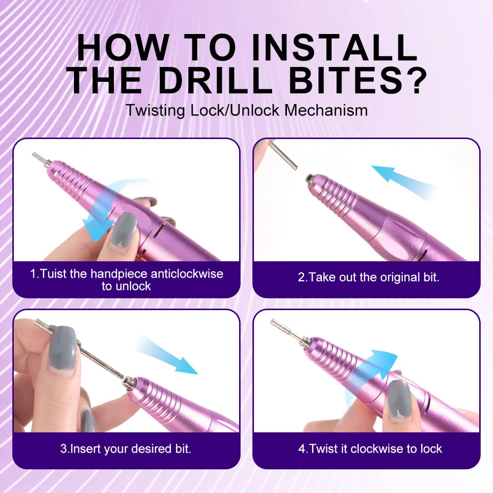 Perceuse à Ongles Professionnelle à Rotation Rapide de 35000 tr/min, Polisseuse à Faible Bruit, Ponceuse pour Gel d'Ongles de Salon