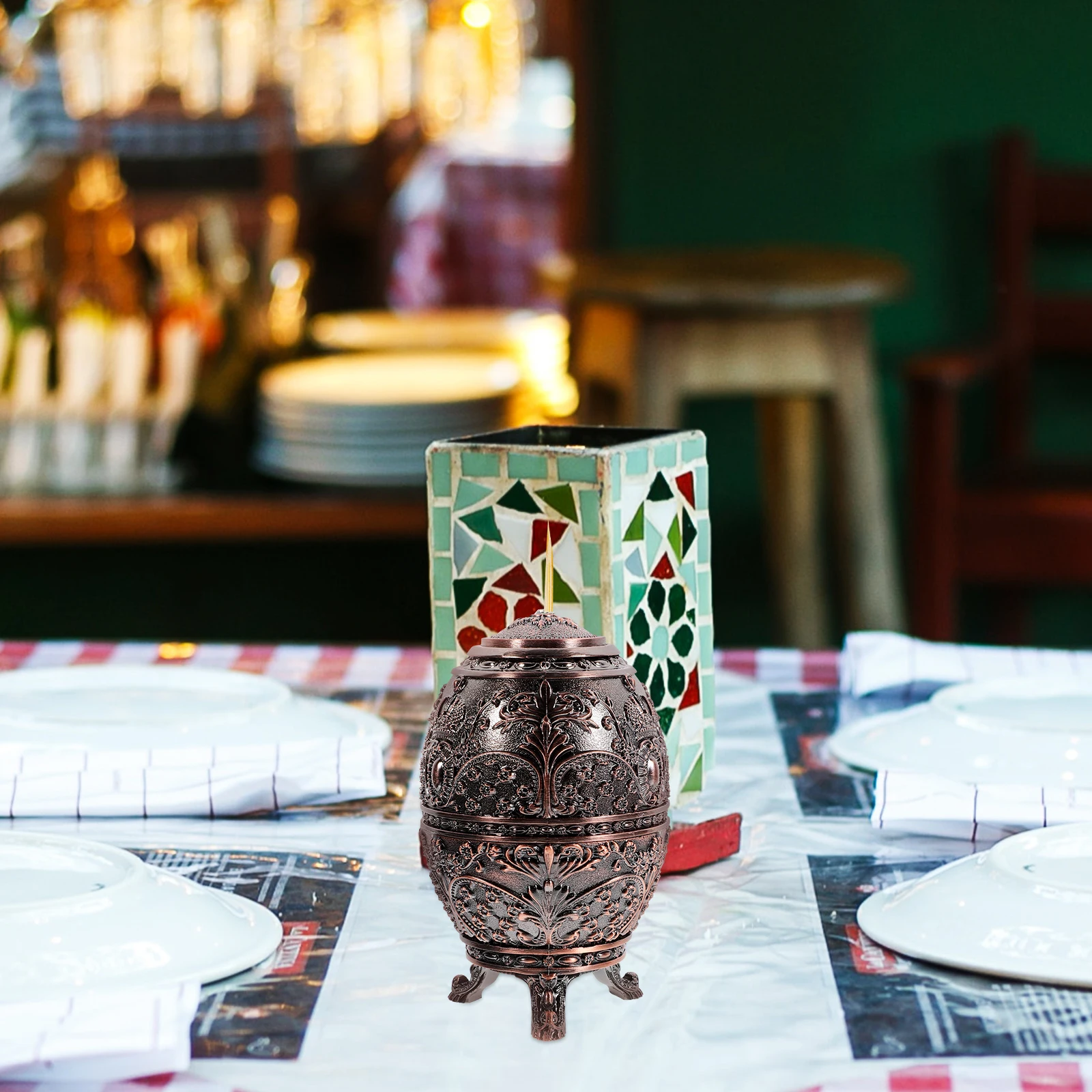 

Toothpick Holder Portable Dispenser Household Vintage Container Zinc Alloy Creative Travel