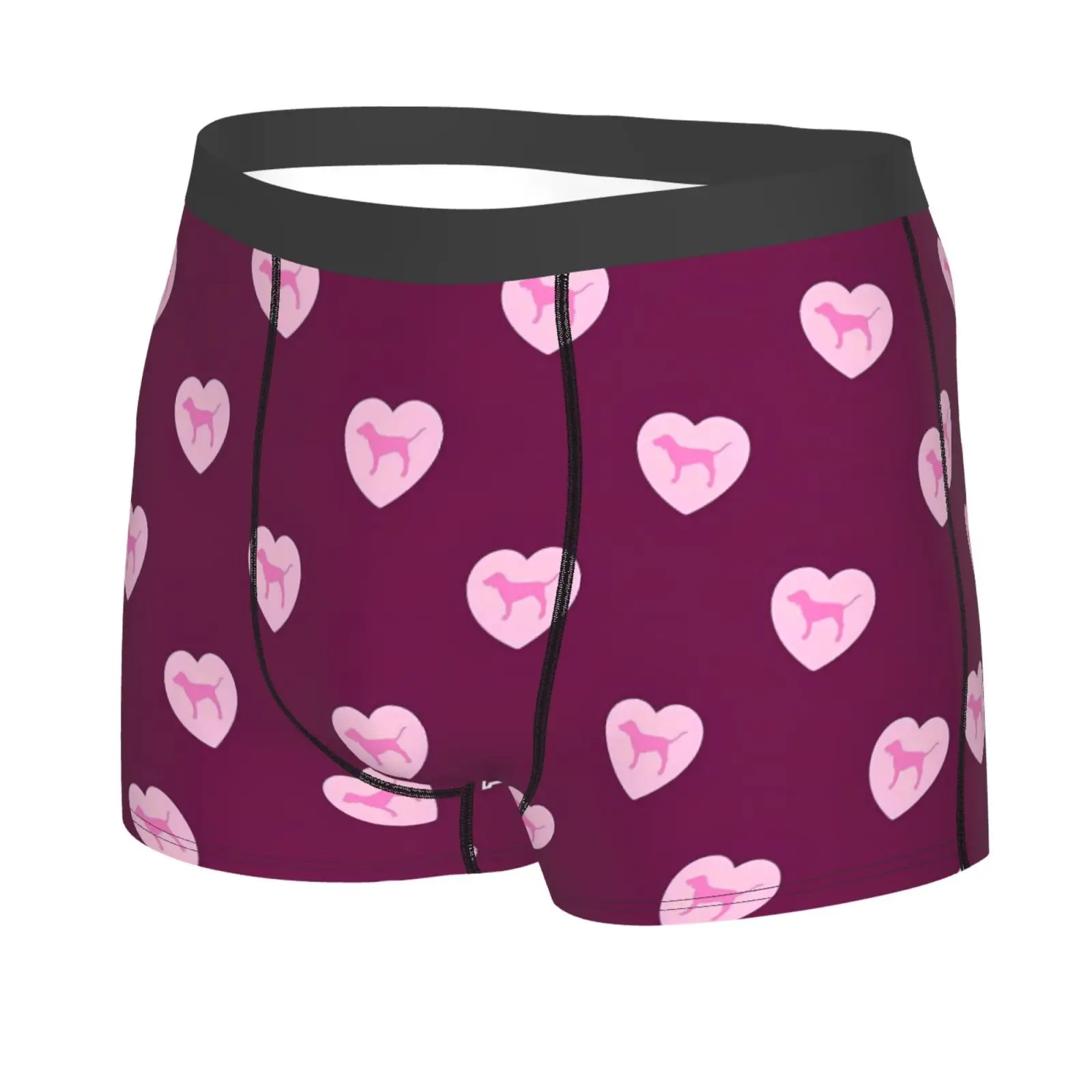 Love Pink Dog Heart Pattern Series Print Underwear Men Stretch Boxer Briefs Shorts Panties Soft Sexy Underpants for Male