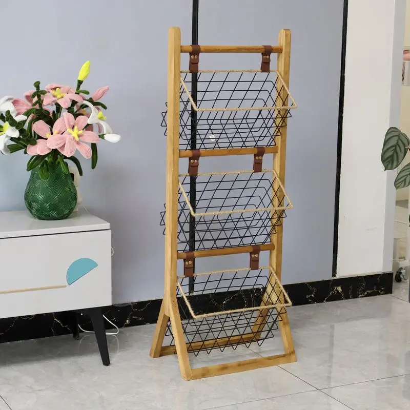 Home Floor Simple Storage Rack Household Living Room Kitchen Multi-functional Storage Shelves Metal Storage Shelves Snack Toys