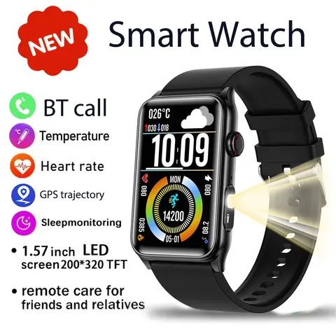 2025 새로운 스마트 워치 남자 LED 블루투스 통화 스포츠 남자 Smartwatch 심박수 건강 온도 모니터링 여성 스마트 시계