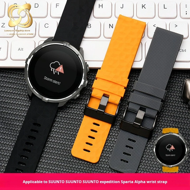Para suunto 7 d5 9 traverse alpha spartan pulseira de relógio 24mm hr baro silicone fecho esportes pulseira de borracha à prova dwaterproof água fecho aço