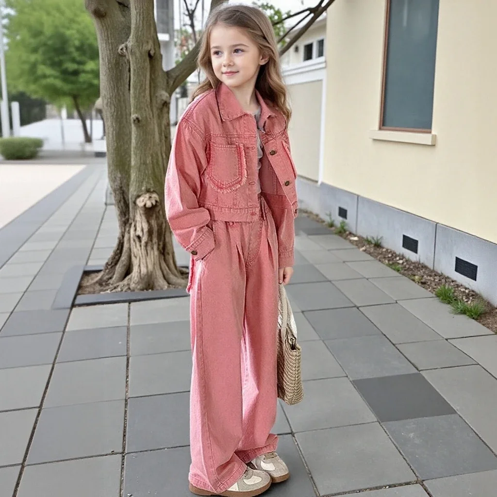 Girls Outfits Set Fashion Denim Jacket Jeans 2 Piece Mother Daughter Clothing Summer School Teen Kids Dance Costume 8 10 12 13 Y