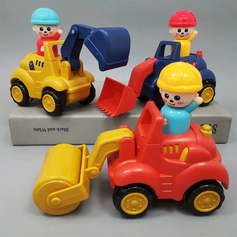 New plastic cartoon excavator models,simulated children's roller toys,engineering car toys,wholesale