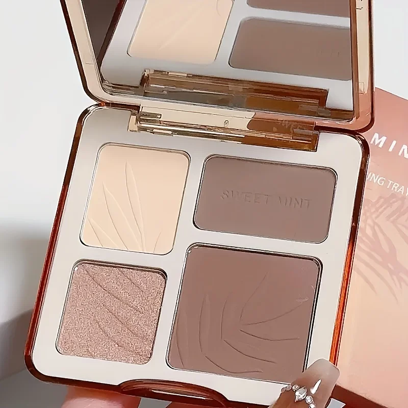 Sweetmint Multi-Function 4 Shades Contour Palette, Brightening Shading Sculpting, Long-Lasting Face Makeup
