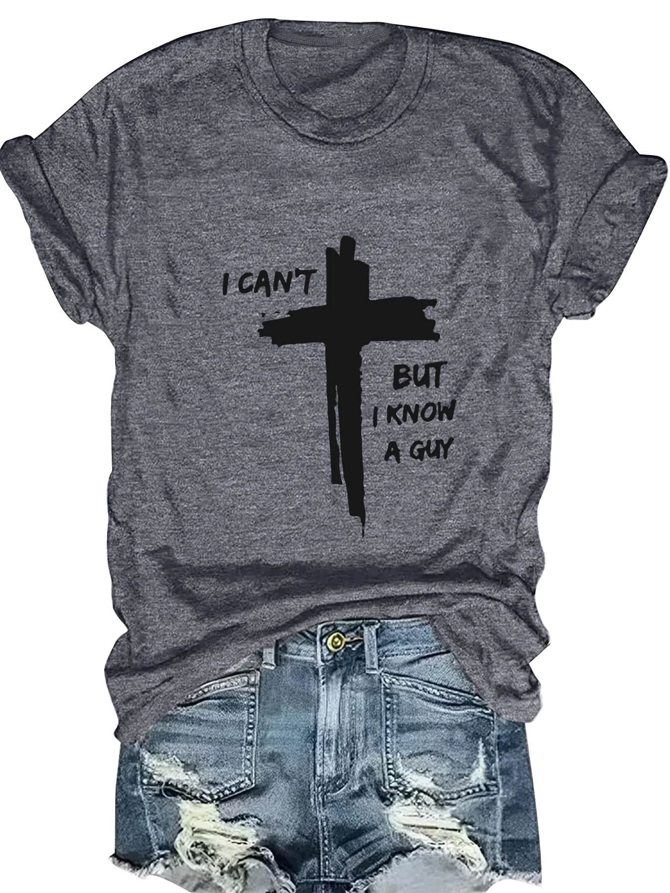 

Fashionable Ladies round Neck Short Sleeve T-Shirt with Letter Pattern Print Casual Comfortable Women's Top