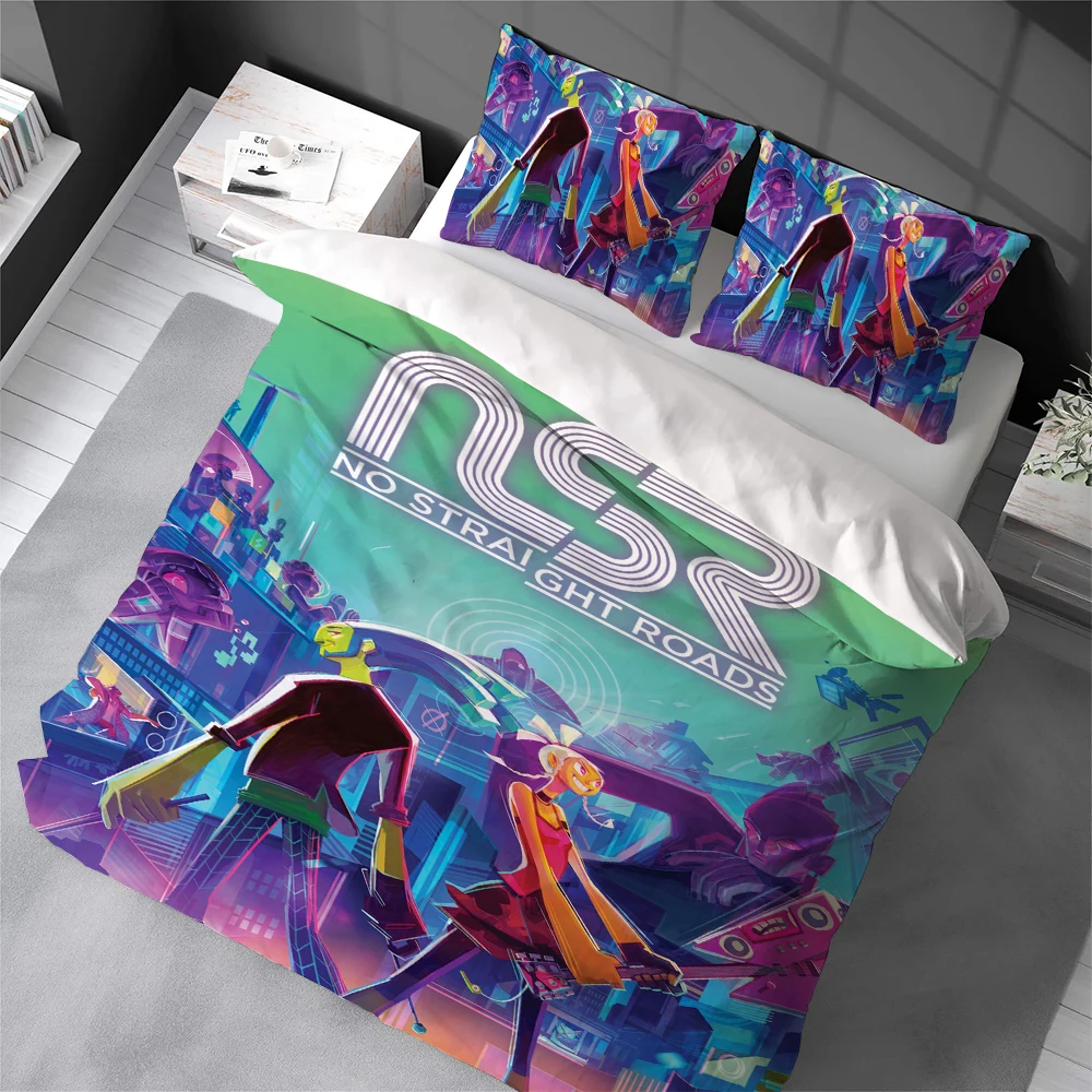 

Комплект постельного белья Game N-No Straight Roads: пододеяльник, 3 предмета, мягкий хлопок, для дома и общежития, подарок для студентов
