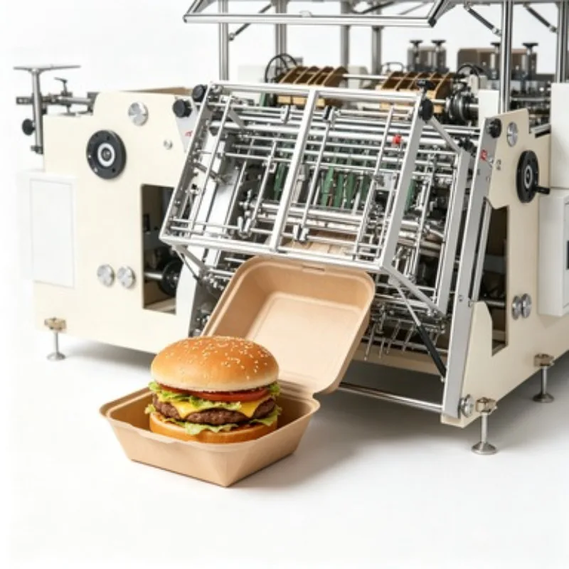 Automatic Paper Box Forming Machine Hamburger Carton Erecting Equipment Disposable Kraft Lunch Box Maker 200pcs/min