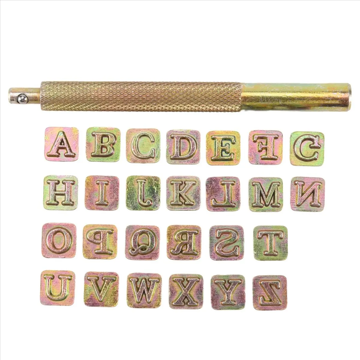 A75K 26Pcs Steel Alphabet Stamps Punch Set for Leather Craft Stamps Tools 26 English Letters Metal Stamp Set Leathercraft