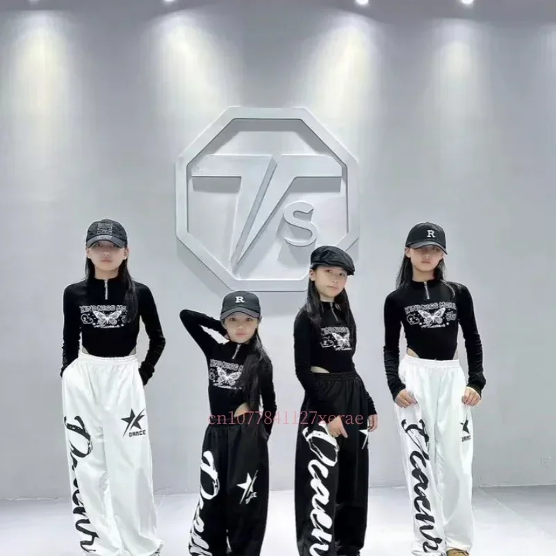 ชุดเต้นแจ๊สสำหรับเด็ก, ชุดแสดงเต้นสตรีทแขนยาวแบบครอปโชว์เอว, ชุดแสดงบนเวทีเต้นรำ