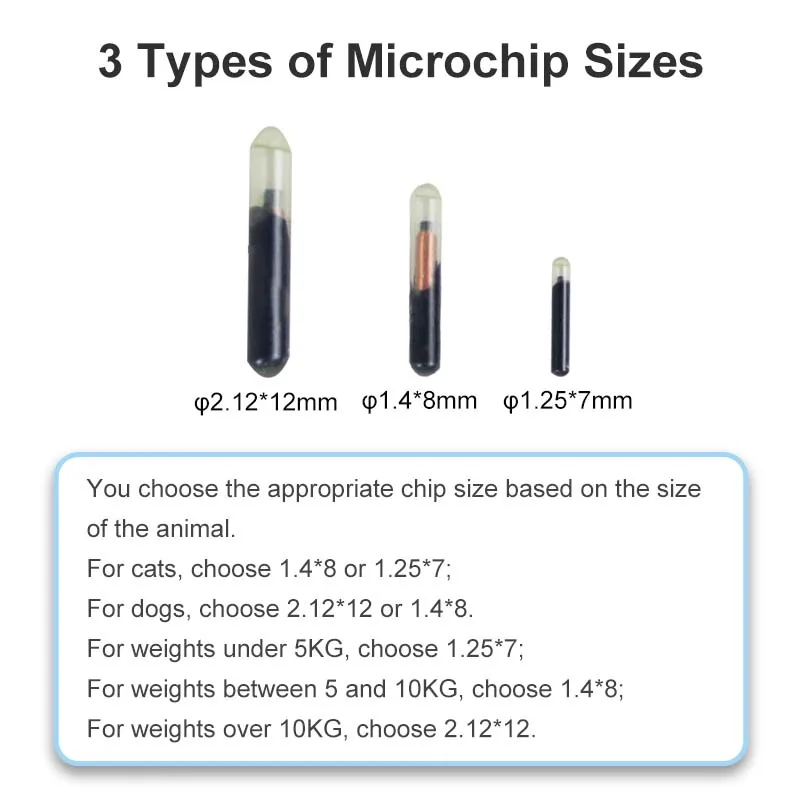 50PCS Animal Microchips 1.4x8mm ISO11784/785 FDX-B 134.2KHz Pet ID Identification Glass Chip for Cats Pigeons
