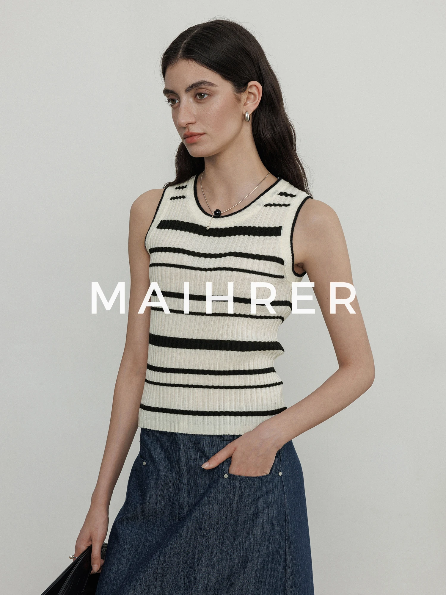 

Женский облегающий вязаный топ на бретелях с круглым вырезом, без рукавов, летний, H-образный, для ношения под одеждой, из смесового полиэстера, стандартной длины