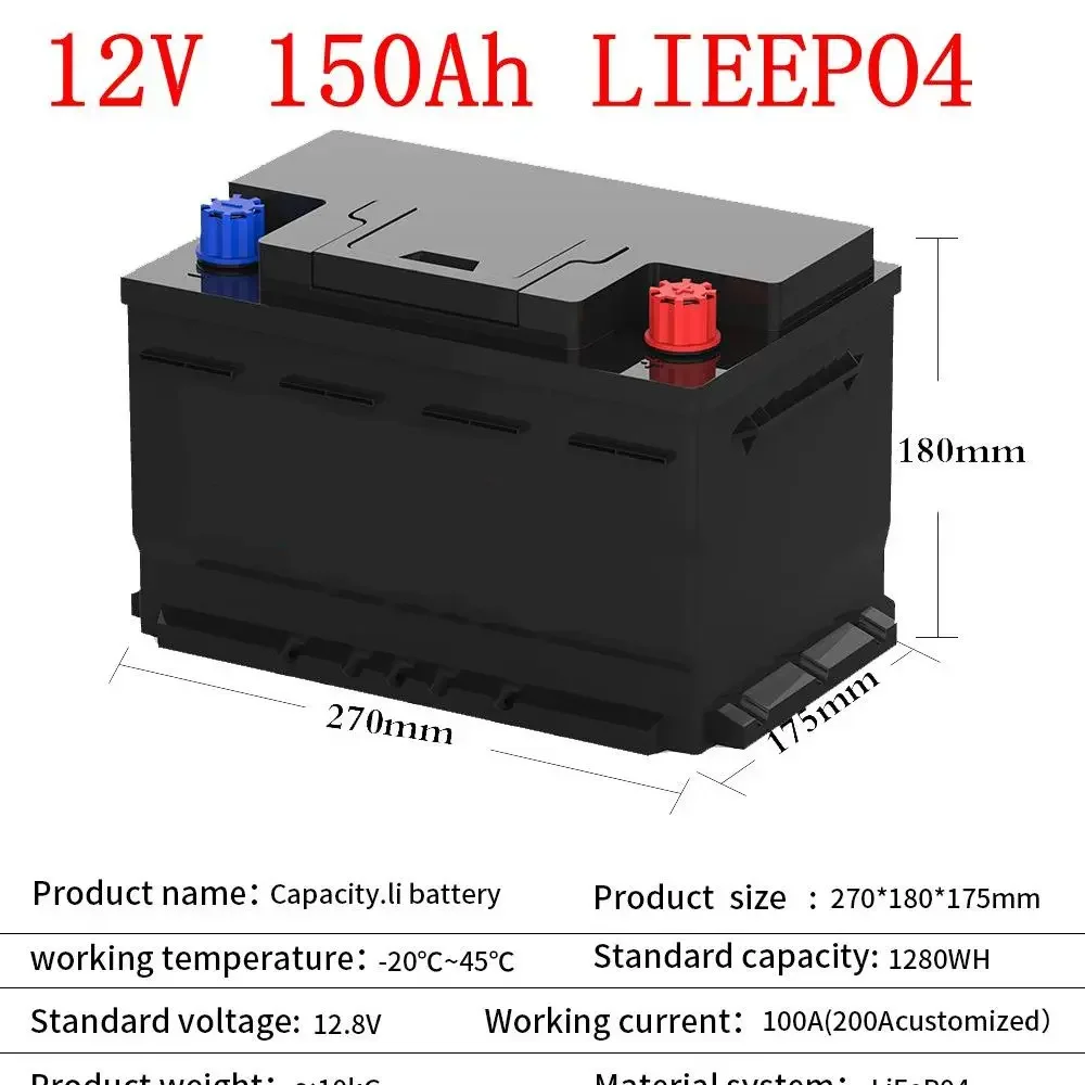 12v100ah lithium battery pack 12v50ah 80ah Lifepo4 battery rechargeable battery outdoor golf cart solar system outdoor camping