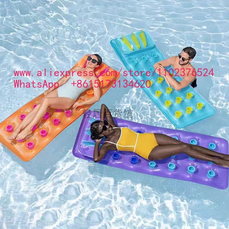 1Pcs PVC sunshade car floating row summer water floating, inflatable beach water deck chair floating row floating bed