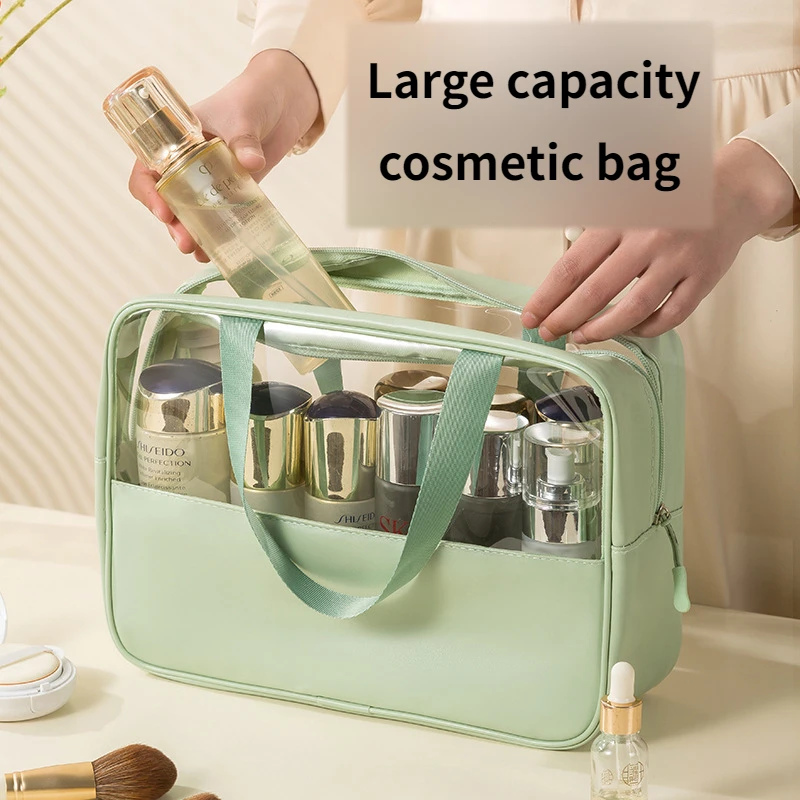 Nuova borsa per il trucco impermeabile impiombata verde borsa per il lavaggio portatile borsa per cosmetici di grande capacità custodia per il