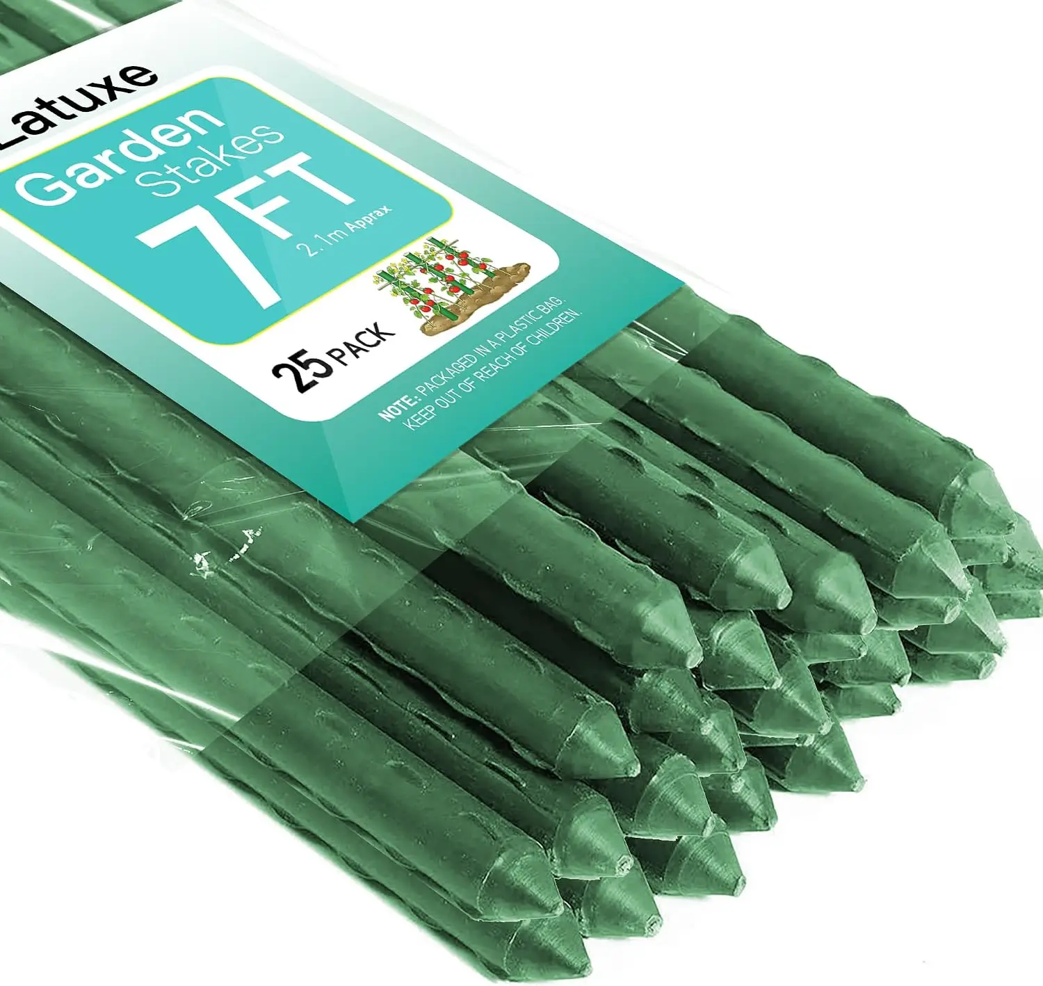 Garden Stakes 7FT, Plastic Coated Steel Plant Stakes Specifically Designed for Climbing Plants, Ideal for Tomatoes, Beans, Cucum