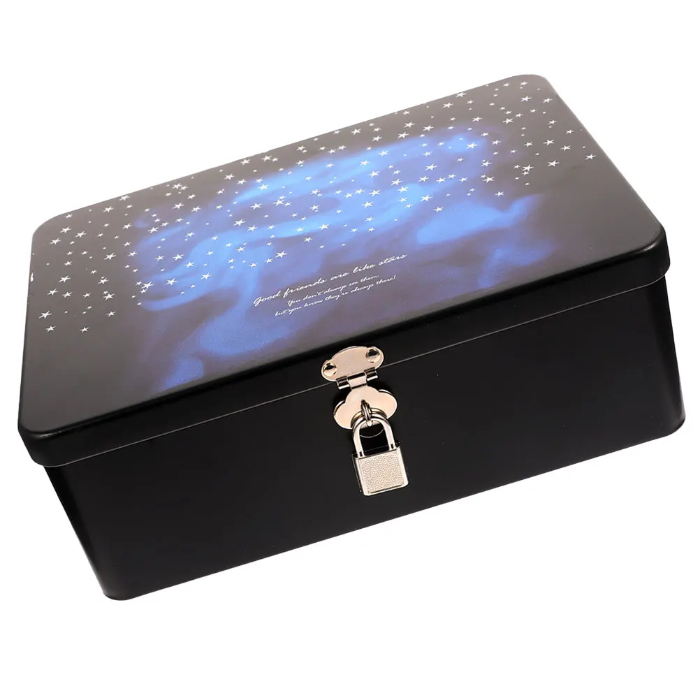 

Tinplate Jewelry Storage Box Lock Compact Small Safe Durable Sturdy Design Gifts Thanksgiving Christmas Birthday Kids Girls Boys