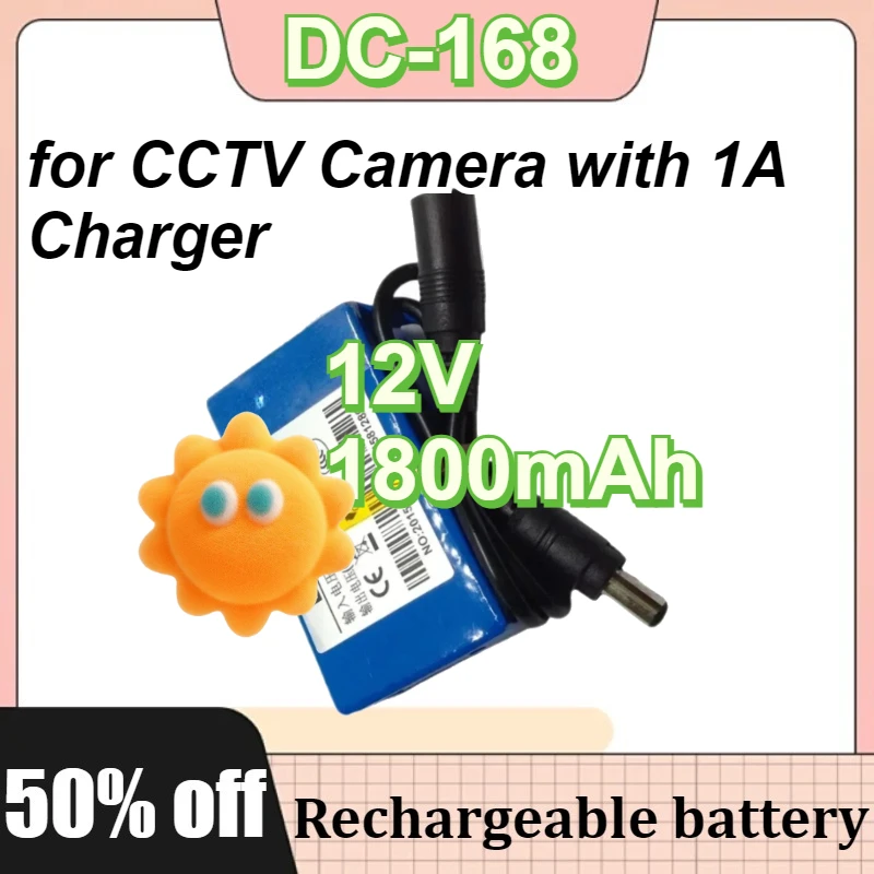 

DC-168 12V 1800mAh Rechargeable Li-ion Battery Mini Portable Lithium-ion Batteries Pack for CCTV Camera with 1A Charger