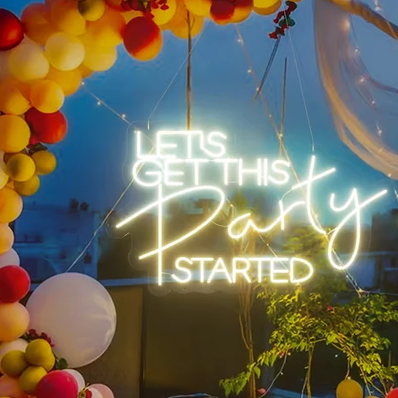 Let's Party LED 네온 사인, 파티 별 LED 네온 라이트 램프, 방 장식용 야간 조명, 빛나는 네온 사인