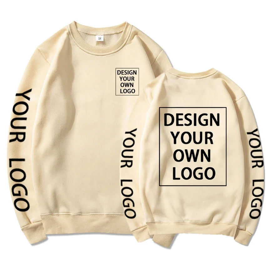 Your Own Logo Crewneck Sweatshirt Custom DIY Text Printing Pullovers Men/Women Harajuku Designs Streetwear Hoodies Fashion New