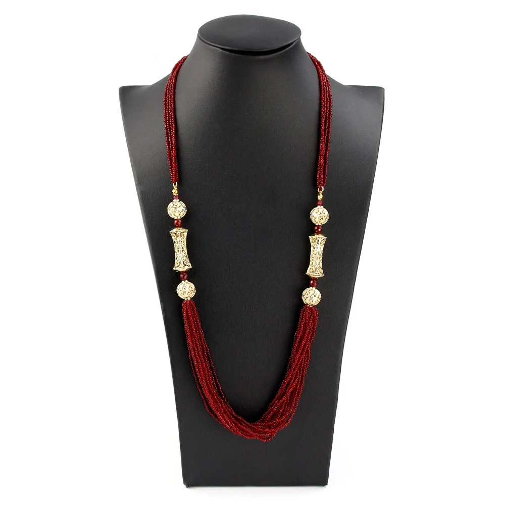 Neovisson Elegent Wedding Jewelry Long Beads Necklace For Women Handmade Natural Stone Gold Color Clothing Accessorie Gift