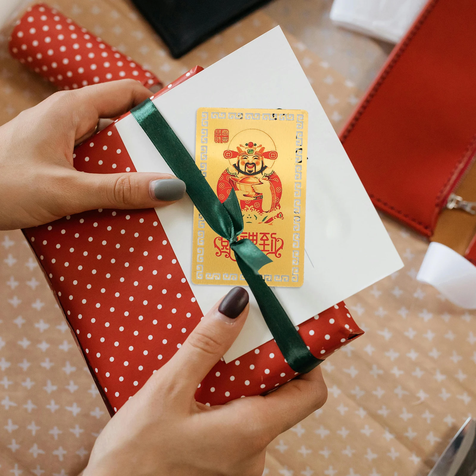 

5 шт., Золотая карта богатства, карта благословения, алюминиевый магниевый сплав, китайские амулеты, подарки на удачу