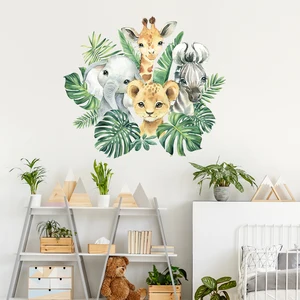 1pc von Cartoons Lion Lion Zebra Giraffe lächelnde Gesichtswandaufkleber für Kinderzimmer Dekoration Hausabschlüsse der Wand 8 Hauptverkäufe von Elefanten Wandaufkleber - №4