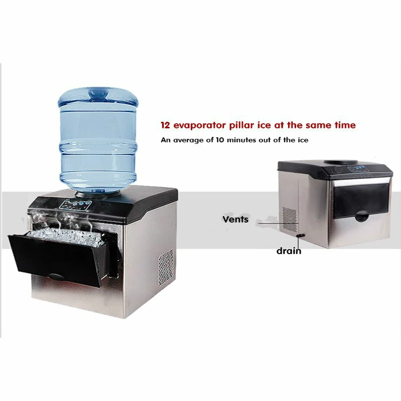 Commercial Ice Maker Machine, 55lbs/24H Stainless Steel Under Counter Ice Machine With 3.3lbs Ice Storage Capacity