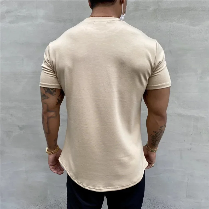 NEW Summer Gym T shirt Men Fitness Cotton short sleeve t-shirt Round neck slim fit Training Tees Casual sports t shirt man tops