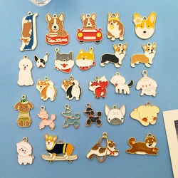 10pcs/Lot Cute Delicate Dog Corgi Enamel Charm Mix26pcs Animal Pendant Necklaces Earrings DIY Jewelry Making Craft Accessories