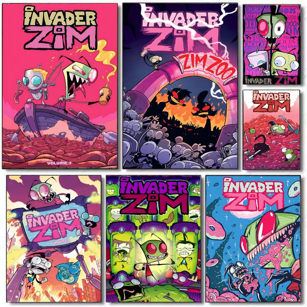 Cool Cartoon I-Invader ZimES Poster HD Home Decor Sticky Wall Waterproof Home Living Room Bar Aesthetic Decor