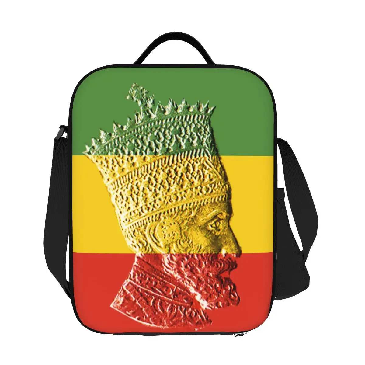 Custom Haile Selassie King Ethiopia Jah Rastafari Insulated Lunch Bag for Camping Travel Waterproof Thermal Cooler Lunch Box