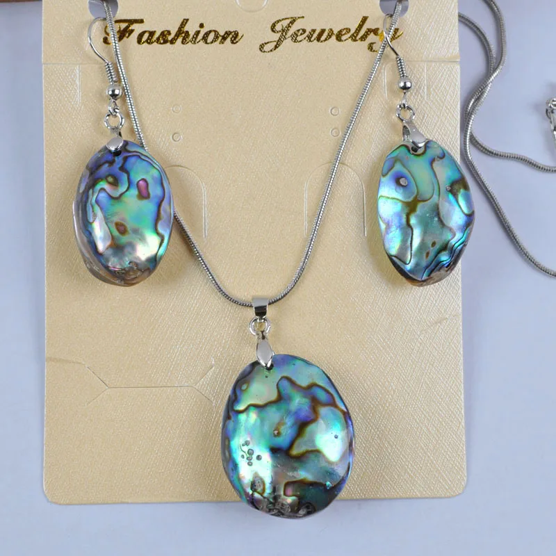 New Zealand Abalone Shell Necklace Earrings Set Jewelry For Woman Gift F333