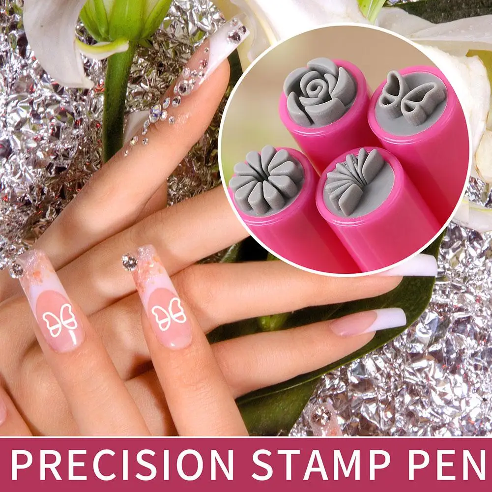 Nail DIY Stamp Pen Sets Art Nail Doodle With Petal Embellished Pattern Stippling Seal Pen DIY Nail Artificial Accessory 26pcs