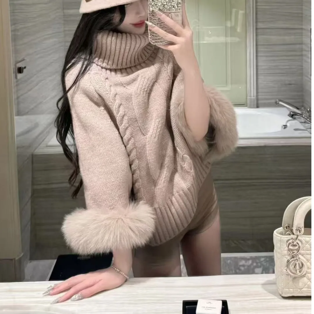 Elegancki damski sweter z dzianiny z wysokim kołnierzem, luźny, puszysty, z efektem skręcania, w stylu koreańskim, prosty, modny, swobodny, na jesień i zimę.