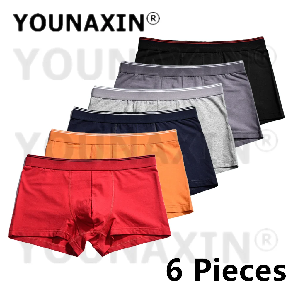 6 Pcs Big Size Men Underwear Undies Cotton Homme Knickers Underpants Shorts Panties Solid Boxers Briefs Trunks S M L XL 2XL 3XL