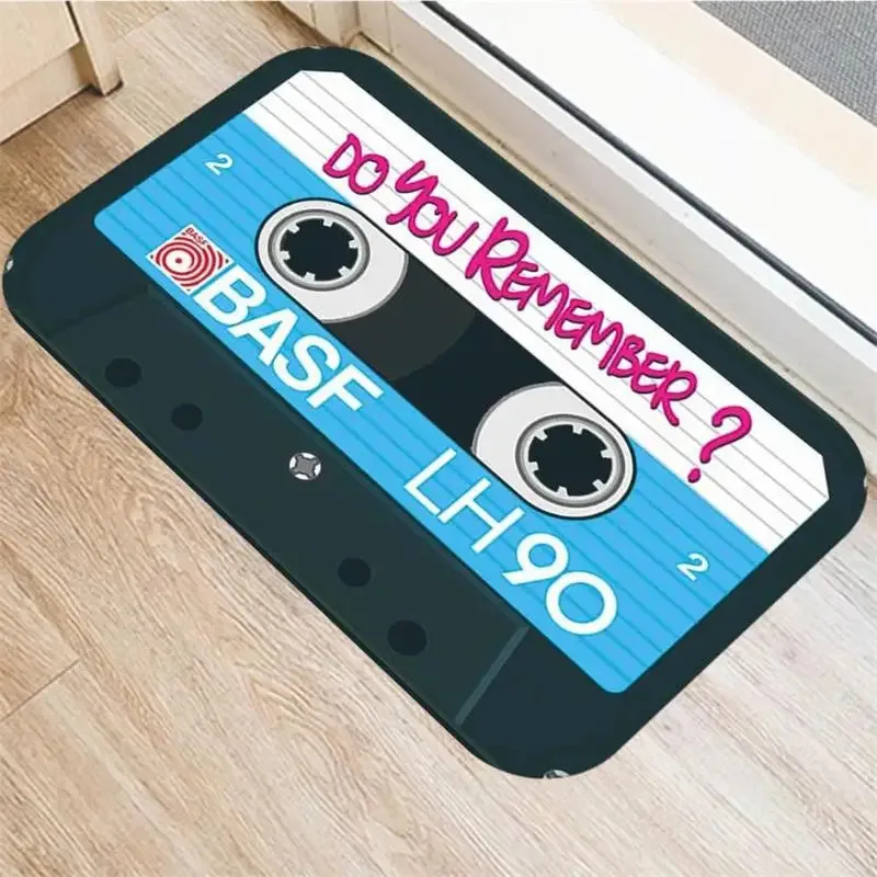VIKAMA Vintage-Kassettenband-Musik-Druck, dekorative Fußmatte, weicher und bequemer Flur- und Badezimmerteppich, Heimdekorationsteppich