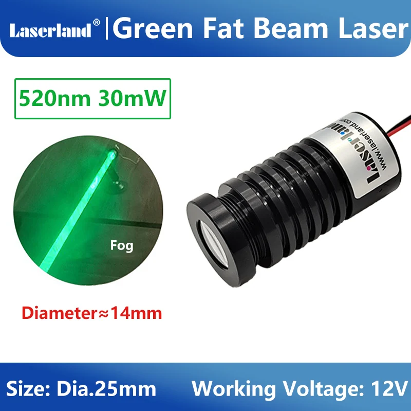 25mm 520nm 30mW Fat Thick Beam Green Diode Laser Module for Stage Lighting KTV Bar Wine Base