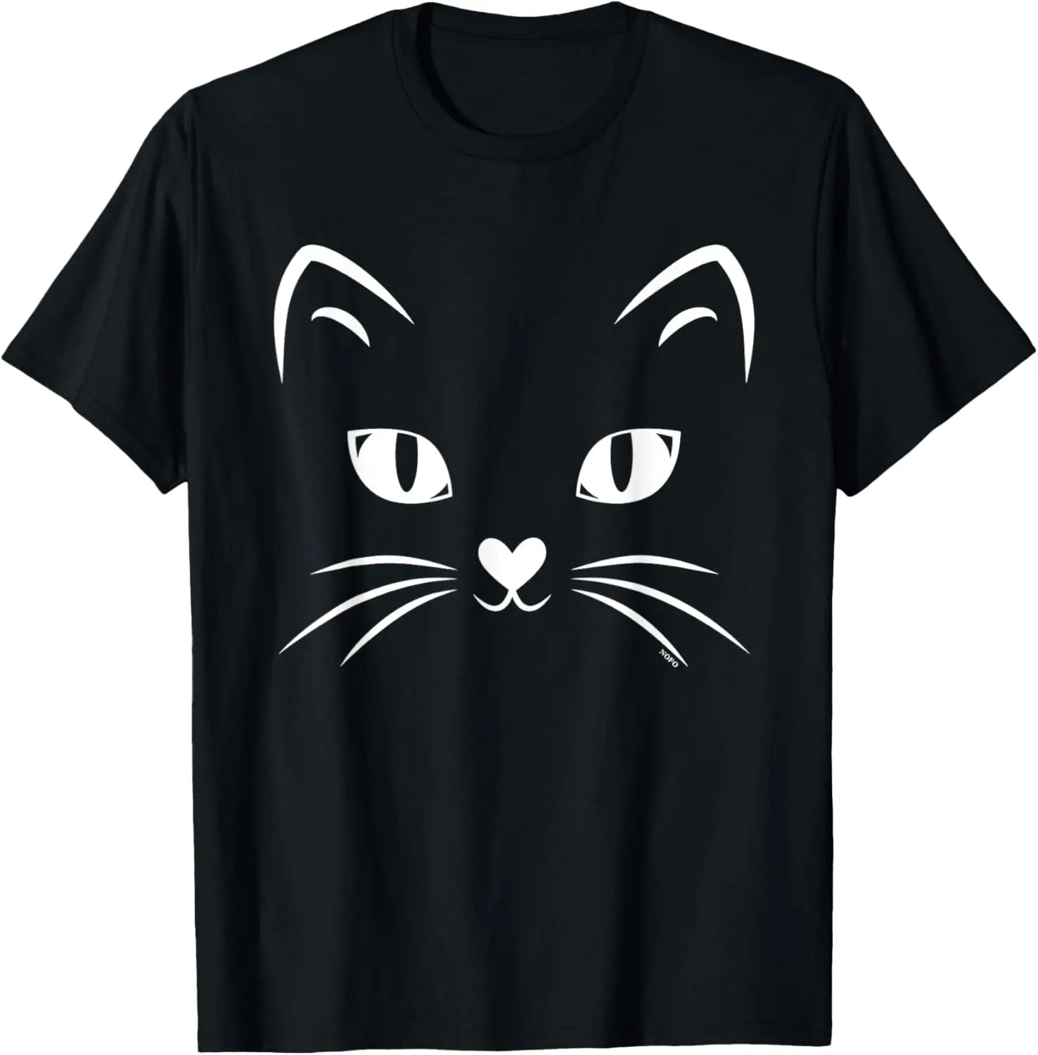 

Minimalist Black Cat Face Graphic Tee Soft Cotton Casual Short Sleeve T-Shirt