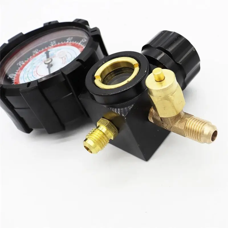 HLZS-Pressure Gauge R410A R22 R404A Single Manifold Gauge With Control Valve For Air Condition Refrigerant Charging