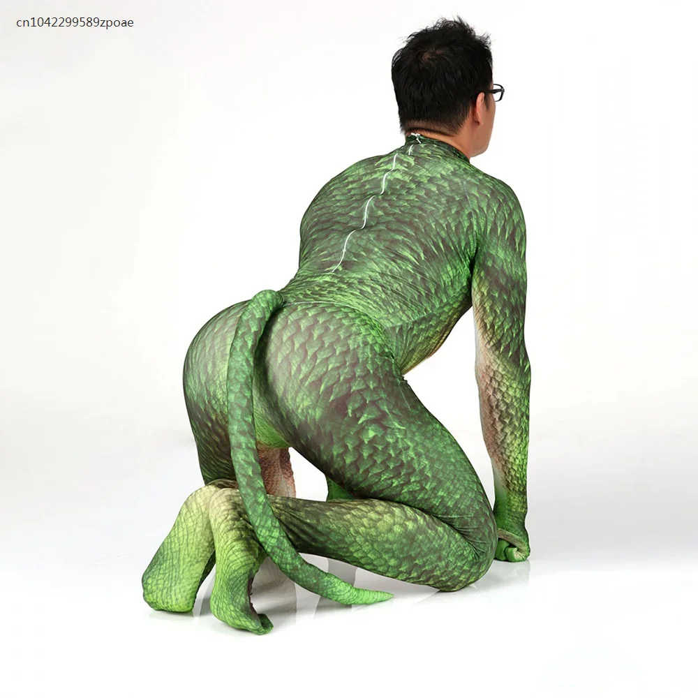 Halloween Cosplay Serpentine Printed Cosplay Costume Zentai Bodysuit Outfits Elastic Jumpsuit Fancy Dress 2024