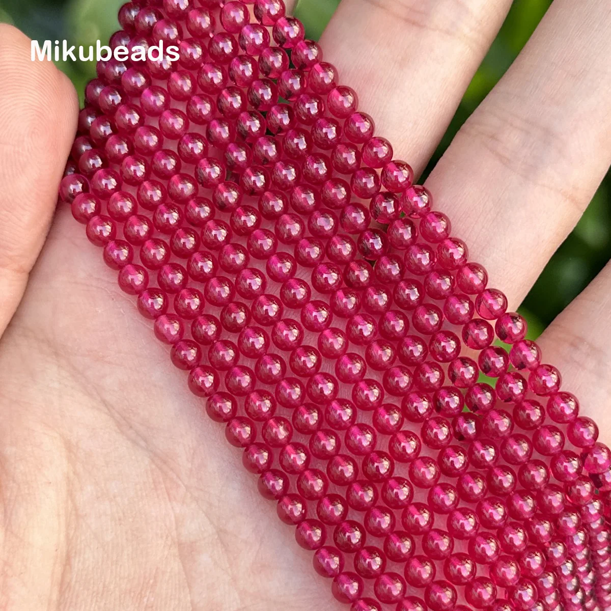 Wholesale 4mm 3A Cultivate Ruby Smooth Round Loose Beads For Making Jewelry DIY Necklace Bracelet Srtand