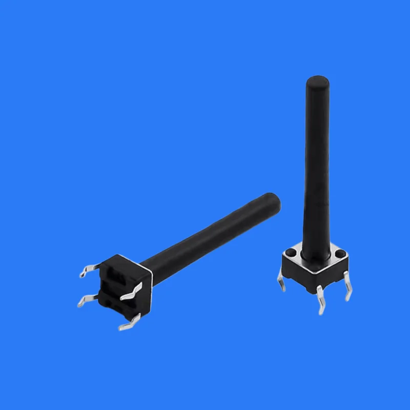 100pcs/ 6*6*29H plug-in touch switch reset vertical 4-pin in-line black extension handle-power key switch