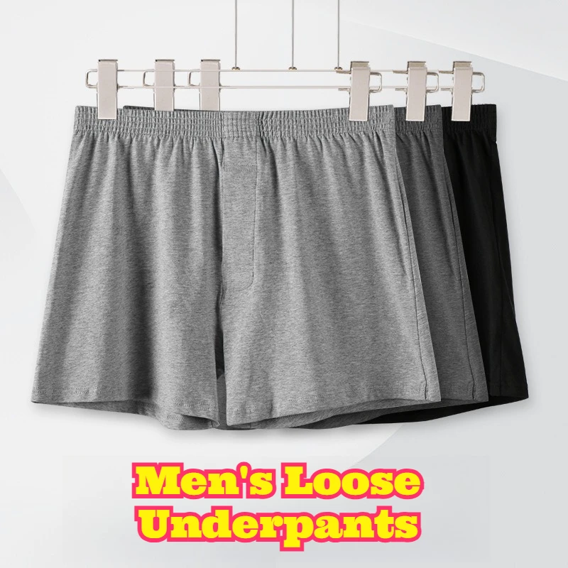 Men Cotton Boxer Shorts Underwear Loose Breathable Comfortable Home Wear Sleep Shorts Soft Male Underpants Trunks Lounge Wear
