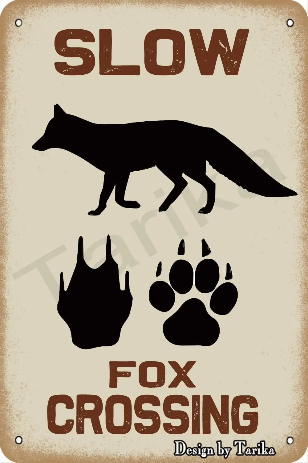 BIGYAK Slow Fox Crossing Iron 20X30 cm Vintage Look Decoration Painting Sign for Home Kitchen Bathroom Farm Garden Garage I sign