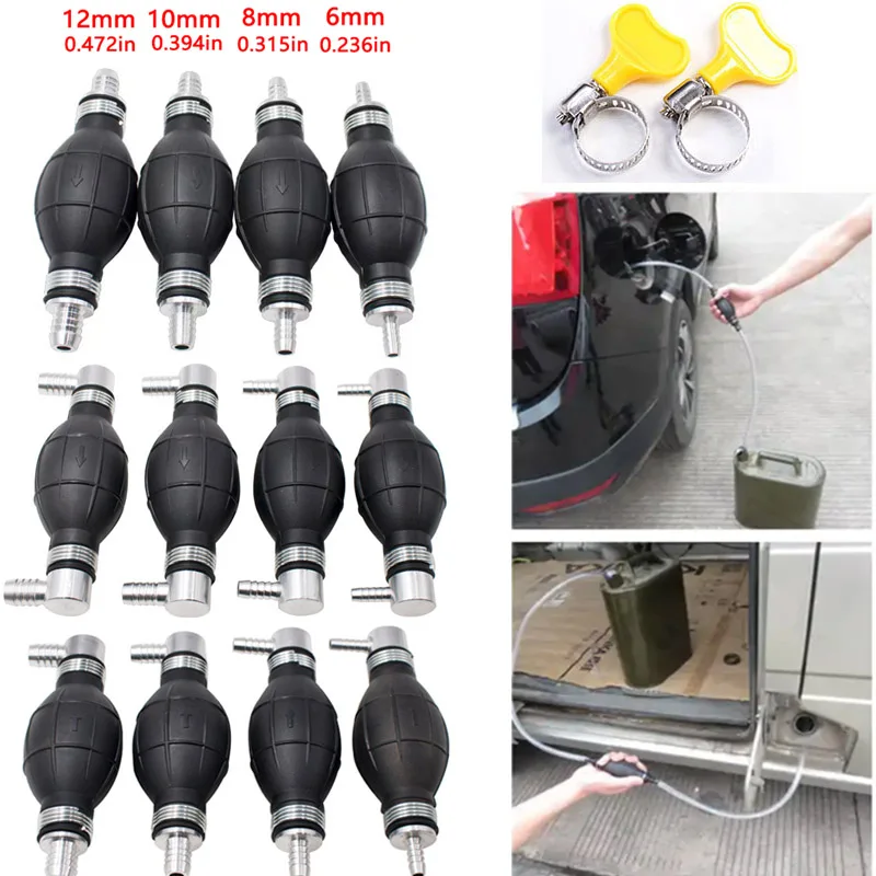 Fuel Pump 6/ 8/10/12mm Rubber Aluminum Hand Fuel Pump Line Hand Primer Bulb All Fuels For Car Motorcycle Boat Marine Outboard