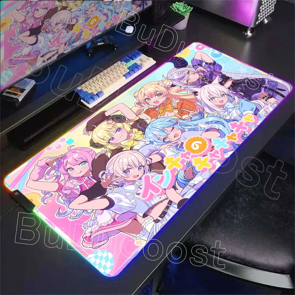 RGB Anime Girl Hololive Hoshimati Suisei Gawr Gura Large Mouse Pad Laptop Mice Mat Tabletop Keyboard Mat Anti-Slip Playmat Gift