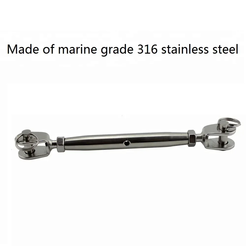 2PCS 316 Stainless Steel Sailboat Turnbuckle - Closed Body M5/M6/M8 Jaw-to-Jaw Rigging Hardware for Cable Railing